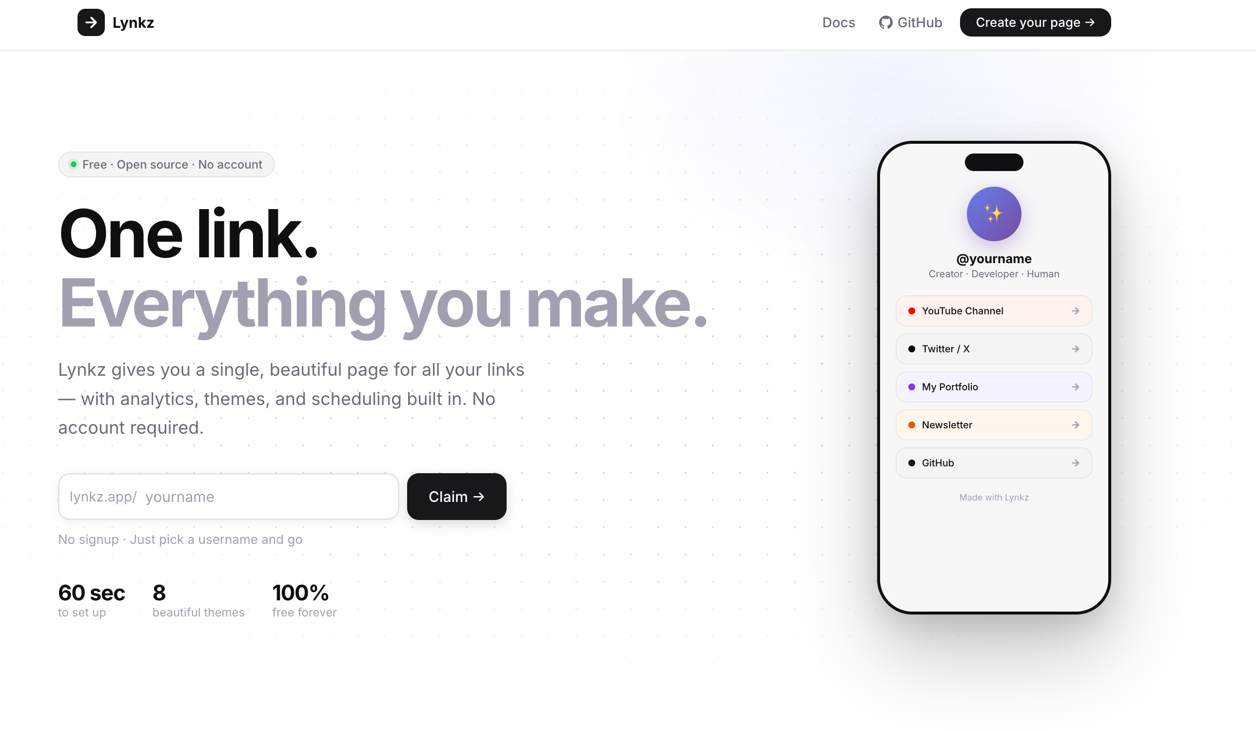 Lynkz - One Page For All Your Links